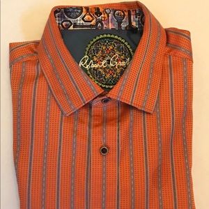 Robert Graham Men's Orange Blue Casual Shirt WOW